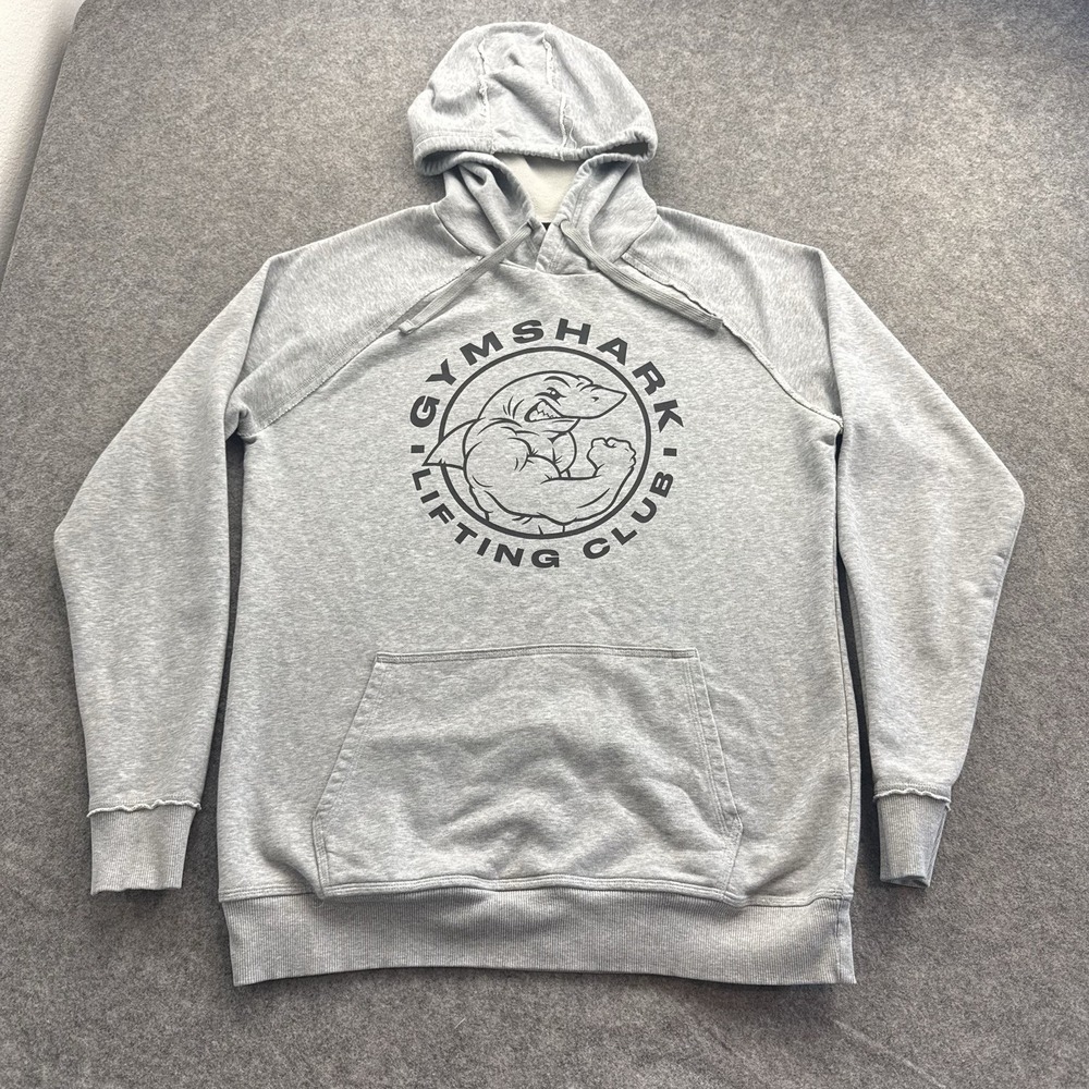 Gymshark Lifting Club Hoodie Mens Large Gray Graphic Pullover Sweatshirt